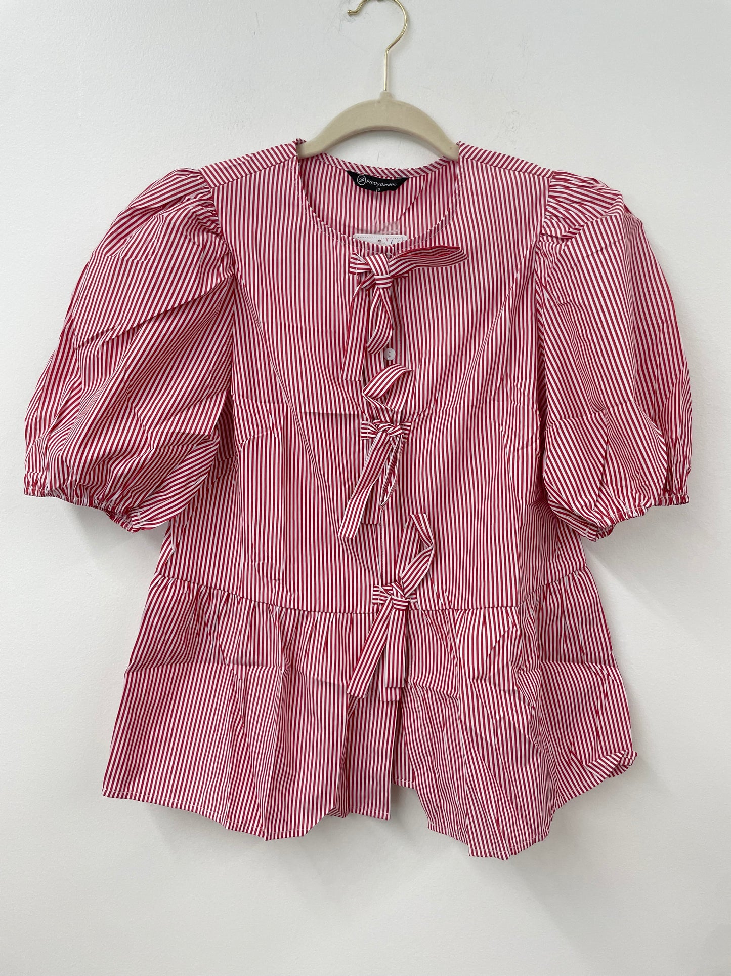 PRETTYGARDEN Women's Bow Front Top with Puff Sleeves Sizes S / NWT
