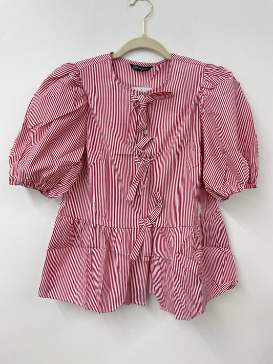 PRETTYGARDEN Women's Bow Front Top with Puff Sleeves Sizes S / NWT