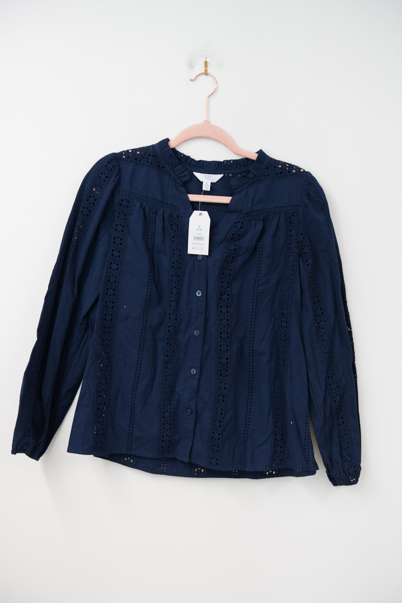 Time and Tru long sleeve eyelet detail blouse Size S / NWT