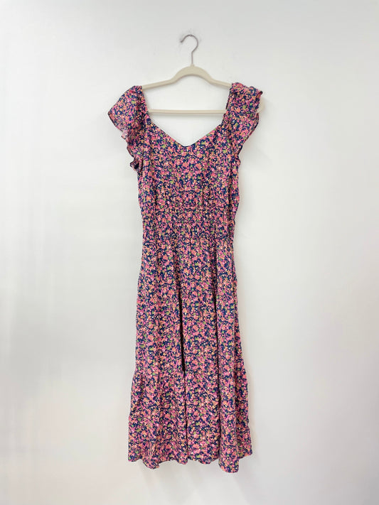 Time and Tru ruffle sleeve smocked waist midi dress Size S / NWT