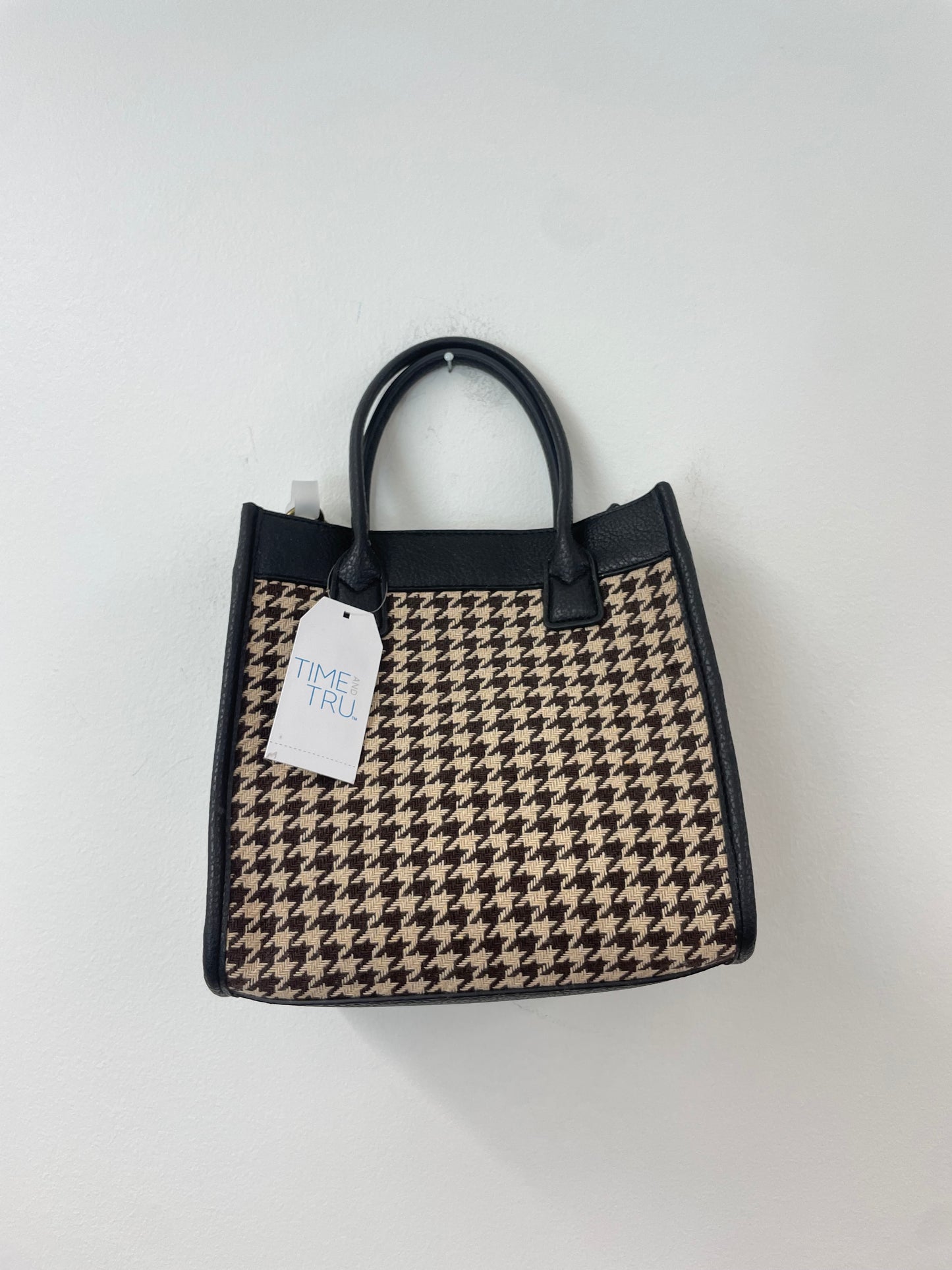 Time and Tru black and cream houndstooth  crossbody