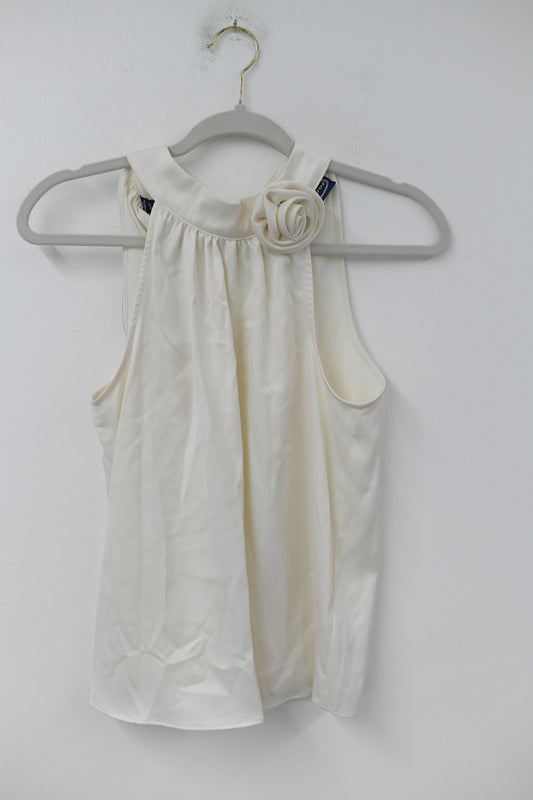 Scoop sleeveless blouse with rosette Size S / NWT