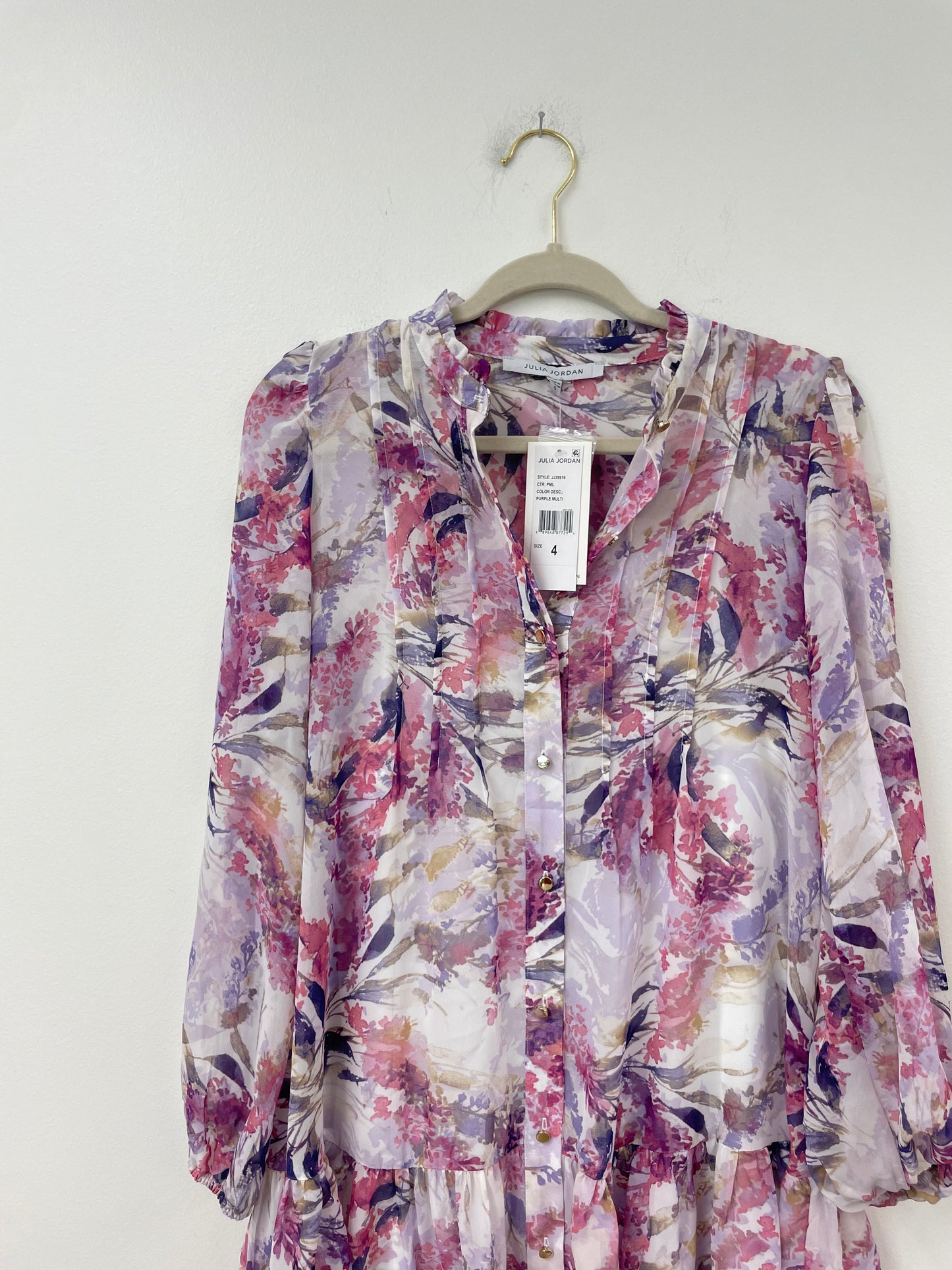 Julia Jordan long sleeve button down swing mini dress Size 4 /NWT