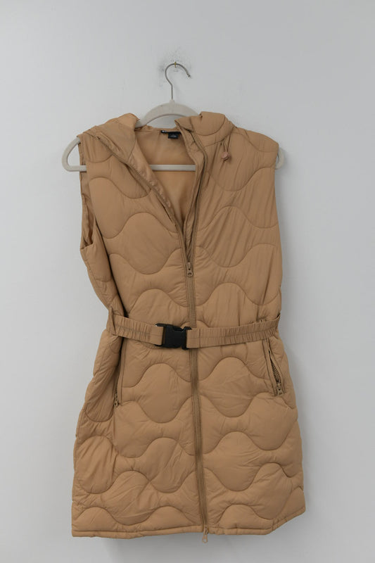 Swiss long puffer hooded vest Size S /EUC