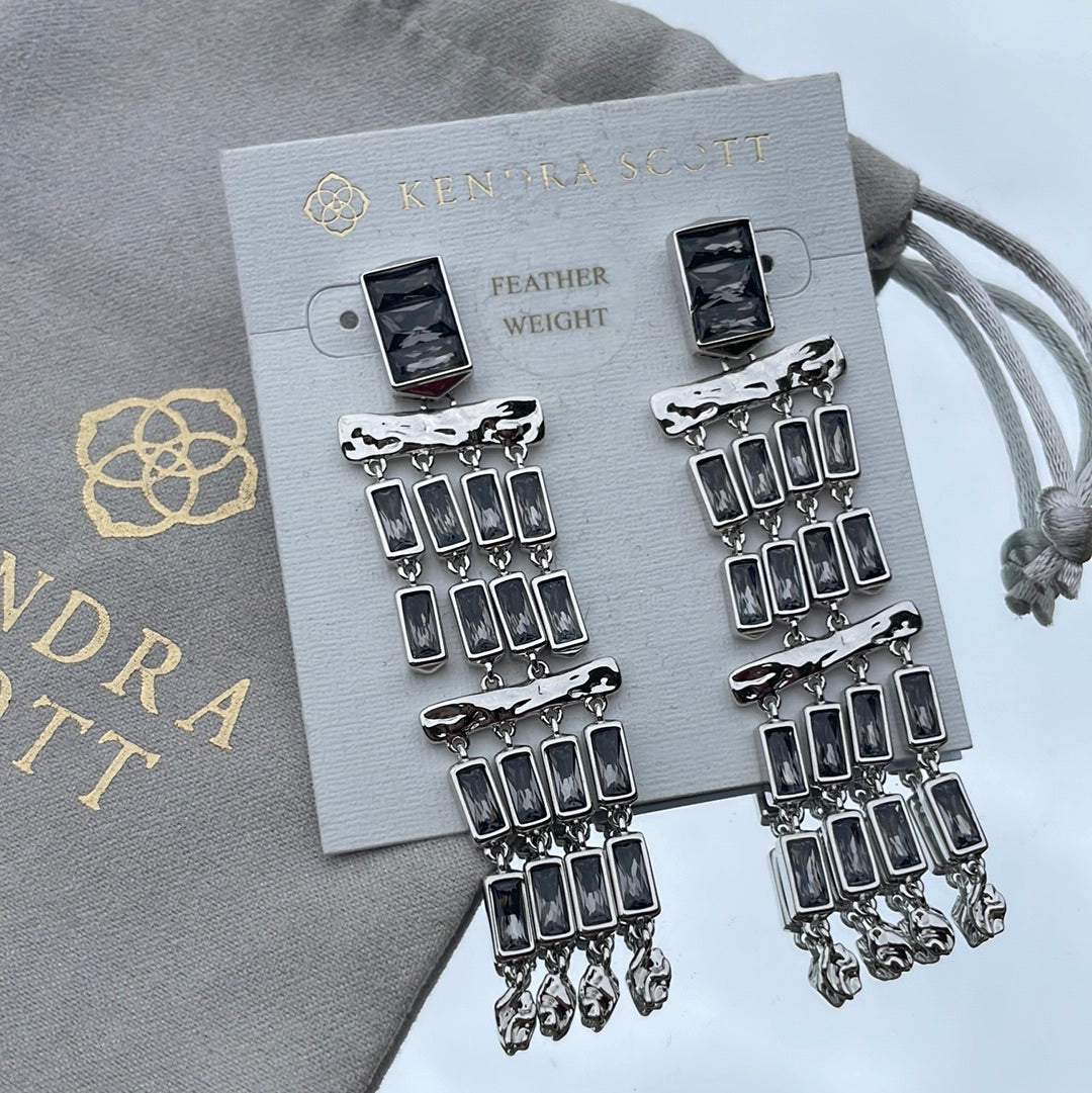 Kendra Scott Jack Rhodium Plated Brass & Grey Crystal Dangle Earrings