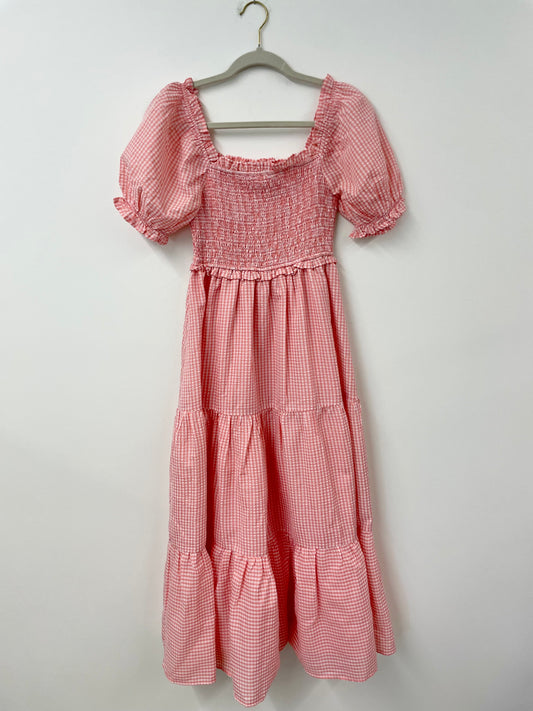 Aura smocked gingham Maxi dress Size S/ EUC