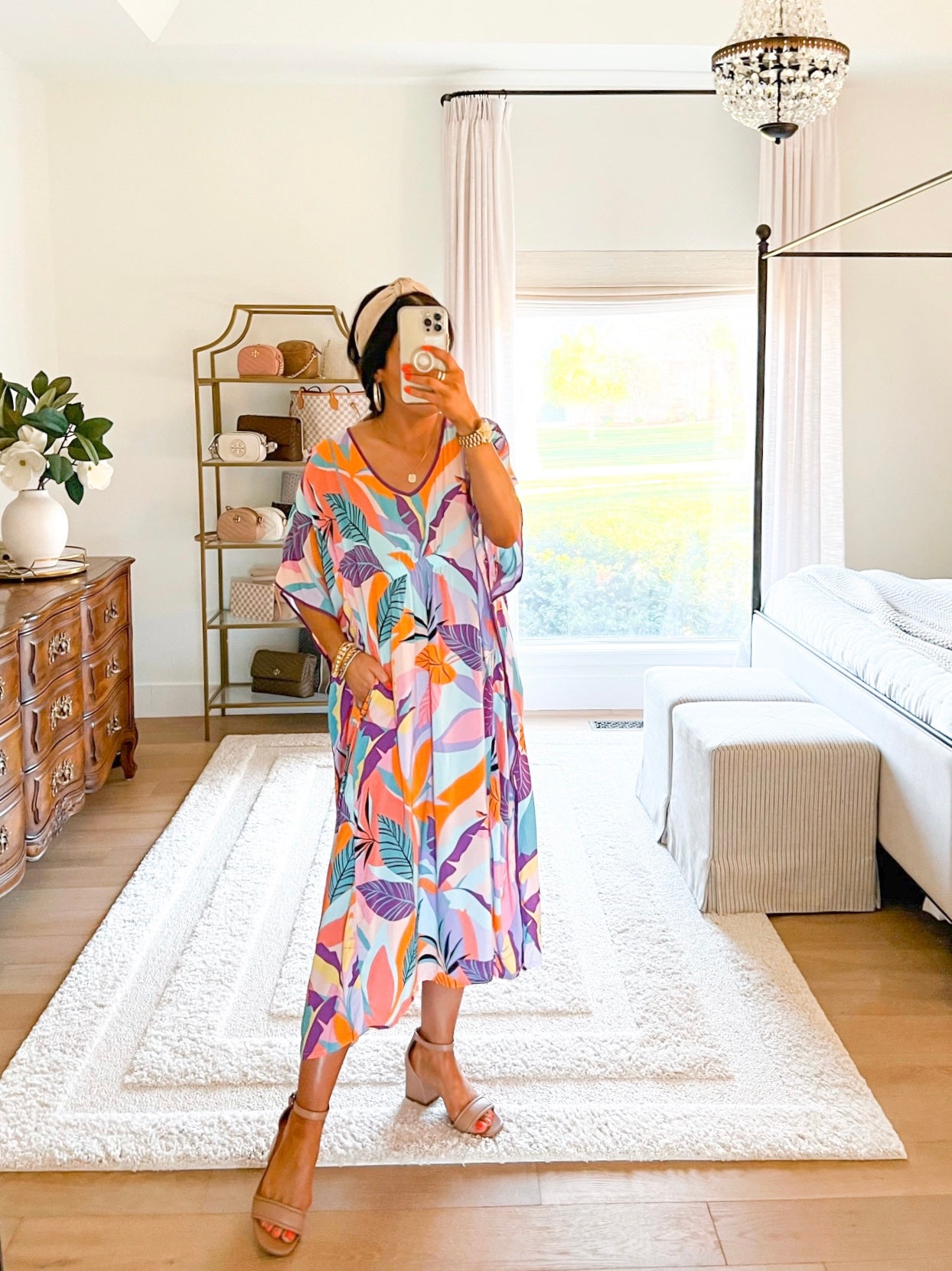 Joyspun Women's Woven Print Sleep Caftan Size S / NWT