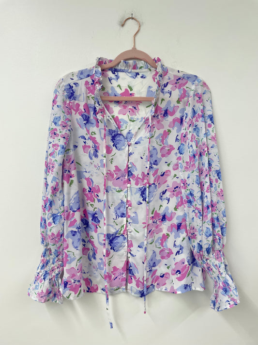 Amazon long sleeve button down blouse Size S /NWT