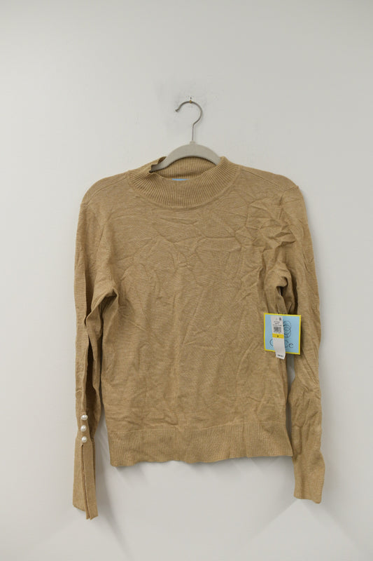 Cece mock neck sweater with pearl detail sleeve Size M/ NWT