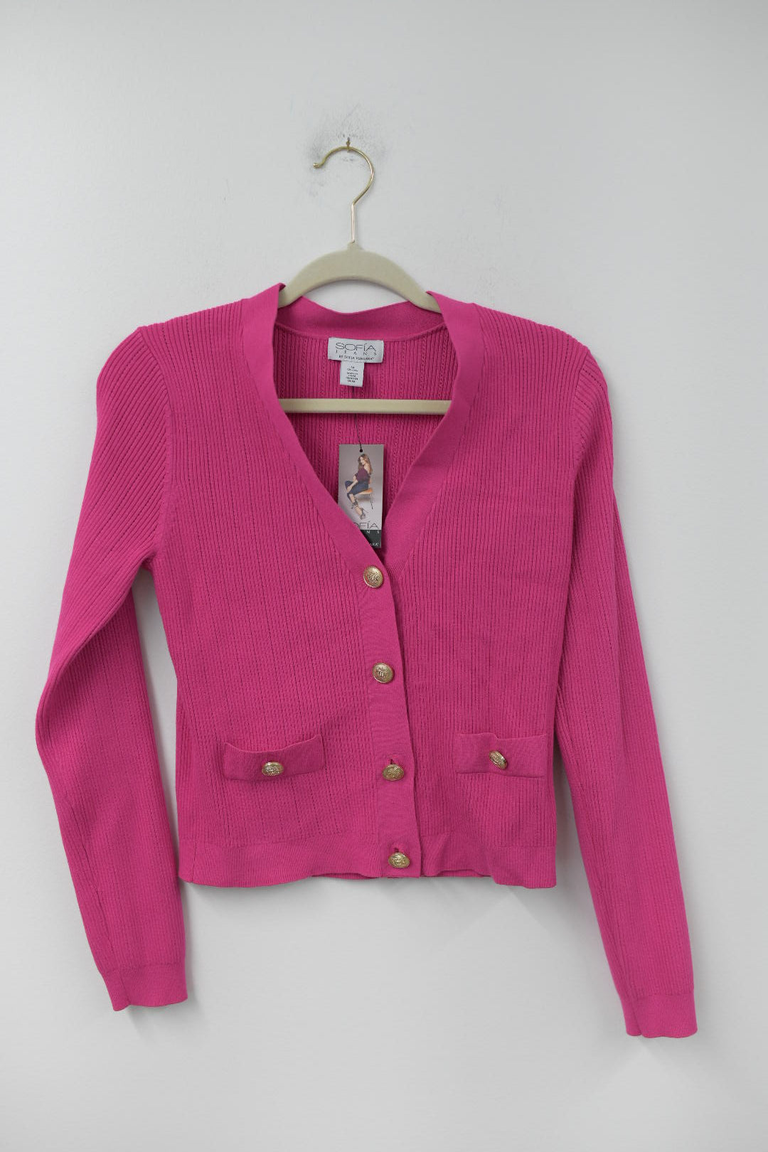 Sofia ribbed button cardigan Size M / NWT
