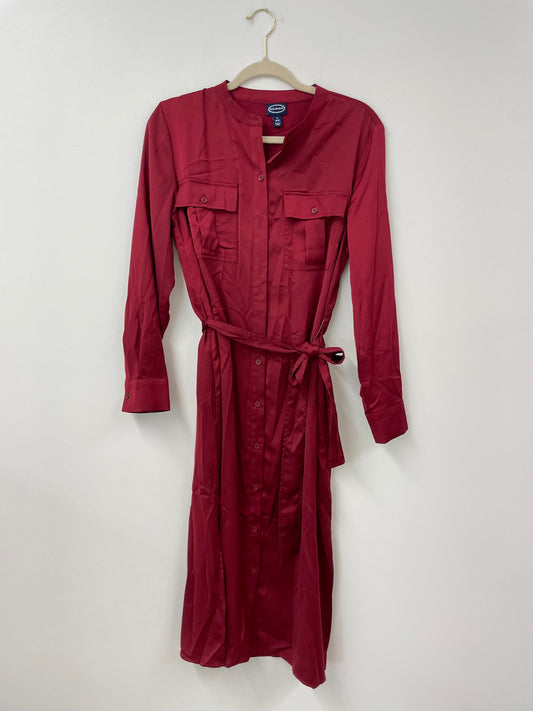 Scoop long sleeve button down midi dress with tie waist Size S / EUC