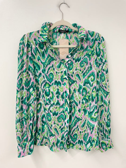 Amazon long sleeve button down blouse Size S /NWT