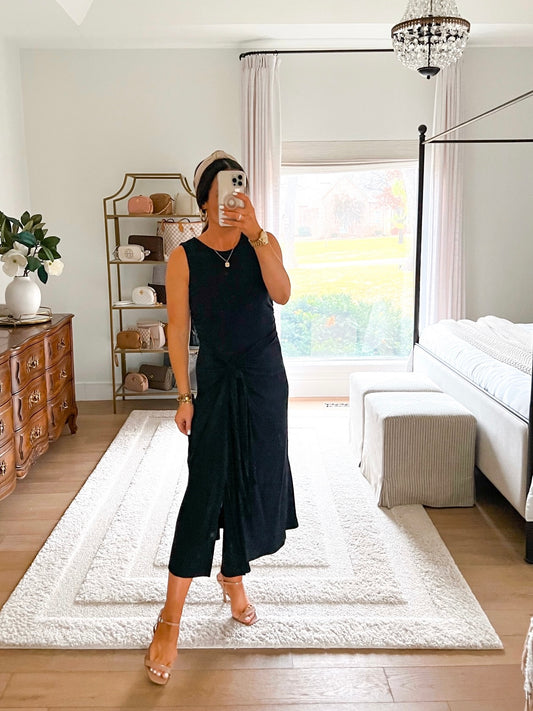 Sofia ruched tie tank midi dress Size M /NWT
