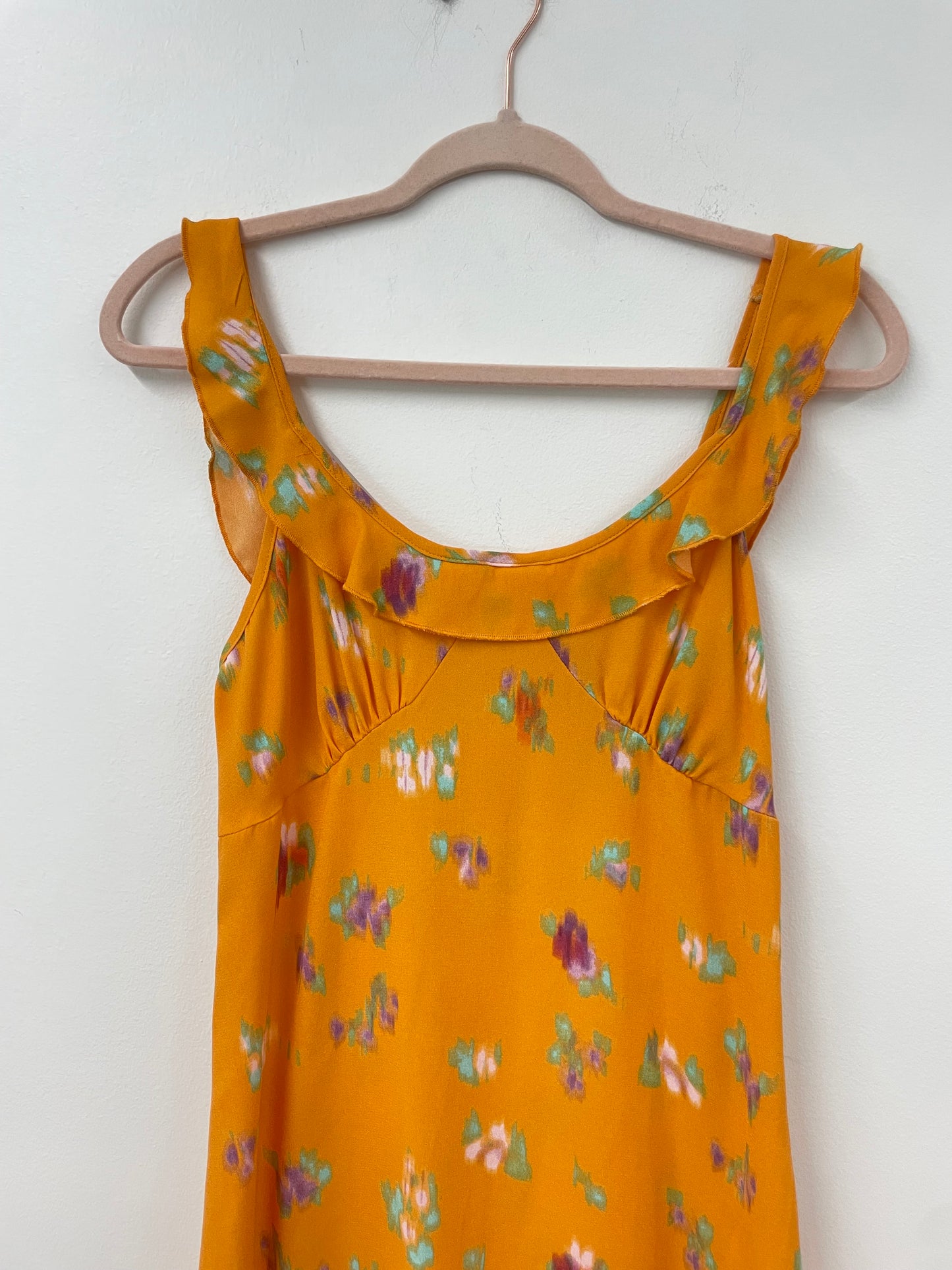 Scoop satin ruffle midi dress Size S / NWT