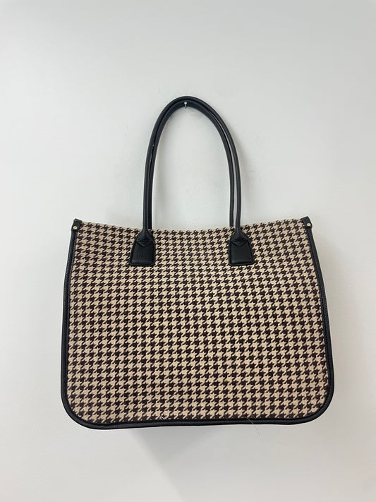Time and Tru black and cream houndstooth tote bag