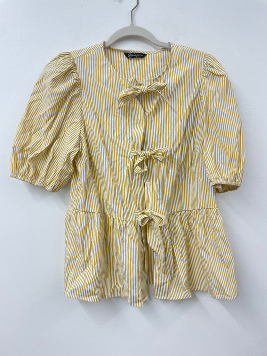 PRETTYGARDEN Women's Bow Front Top with Puff Sleeves Sizes S / NWT