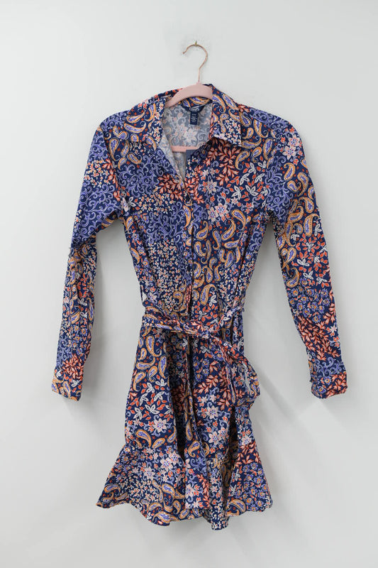 Chaps tie waist midi dress Size S/M /NWT