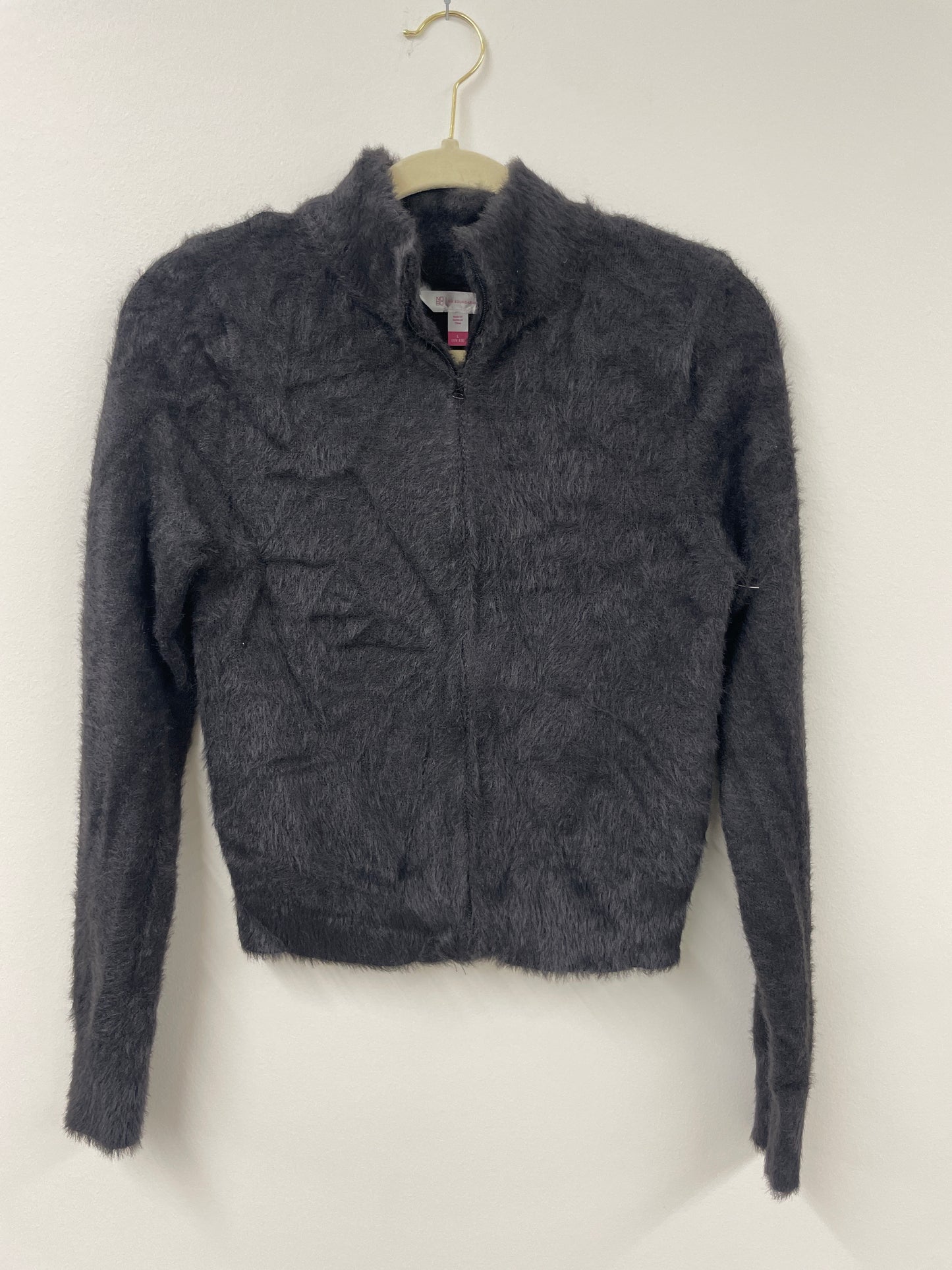 No Boundaries cropped fuzzy zip up jacket Size L /EUC