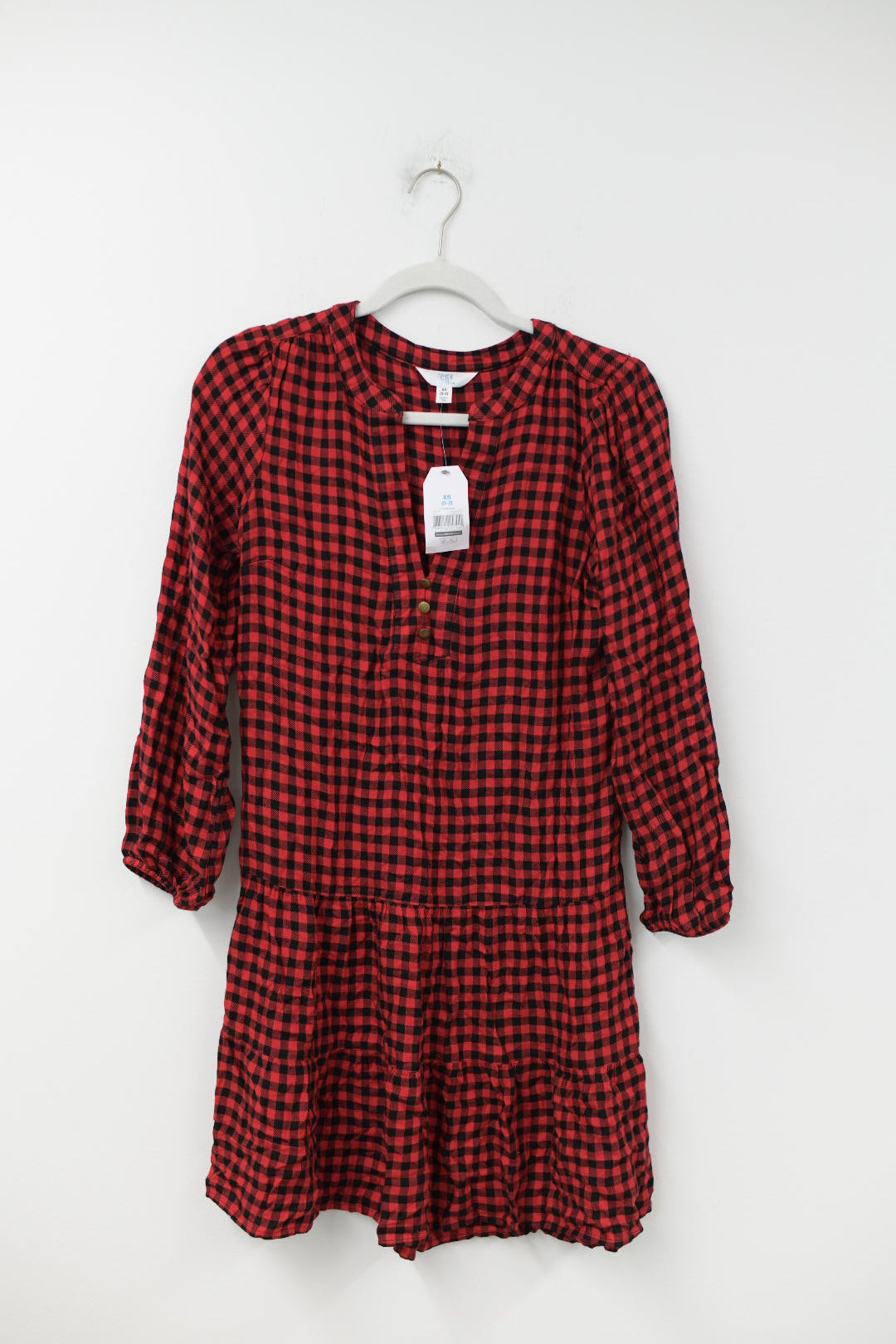Time and Tru tiered flannel mini dress Size XS / NWT