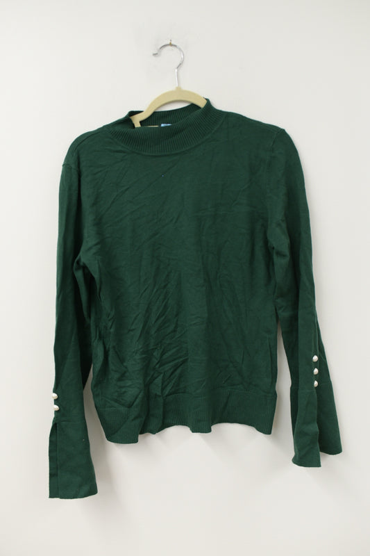 Cece mock neck sweater with pearl detail sleeve Size M/ NWT