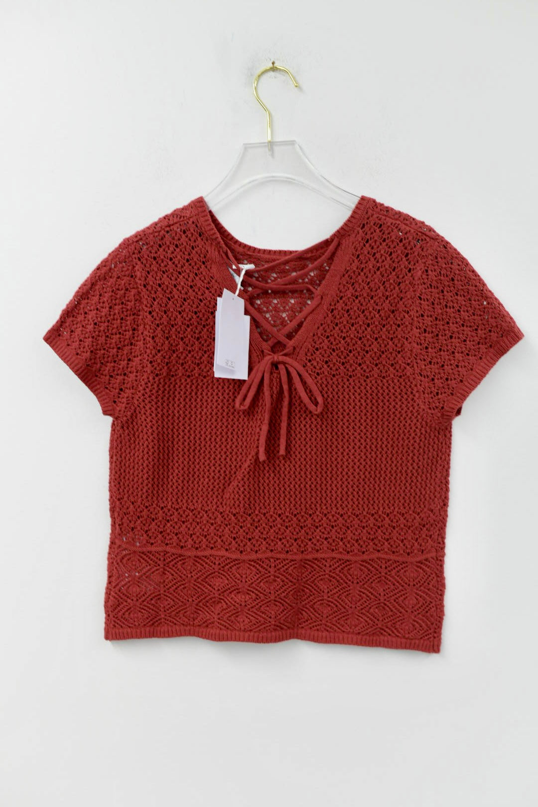 Sofia knit crochet tee Size S /NWT
