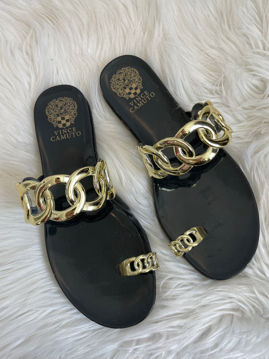 Vince Camuto Emagenta Jelly Slide Sandal Metallic Gold Black
Size 8