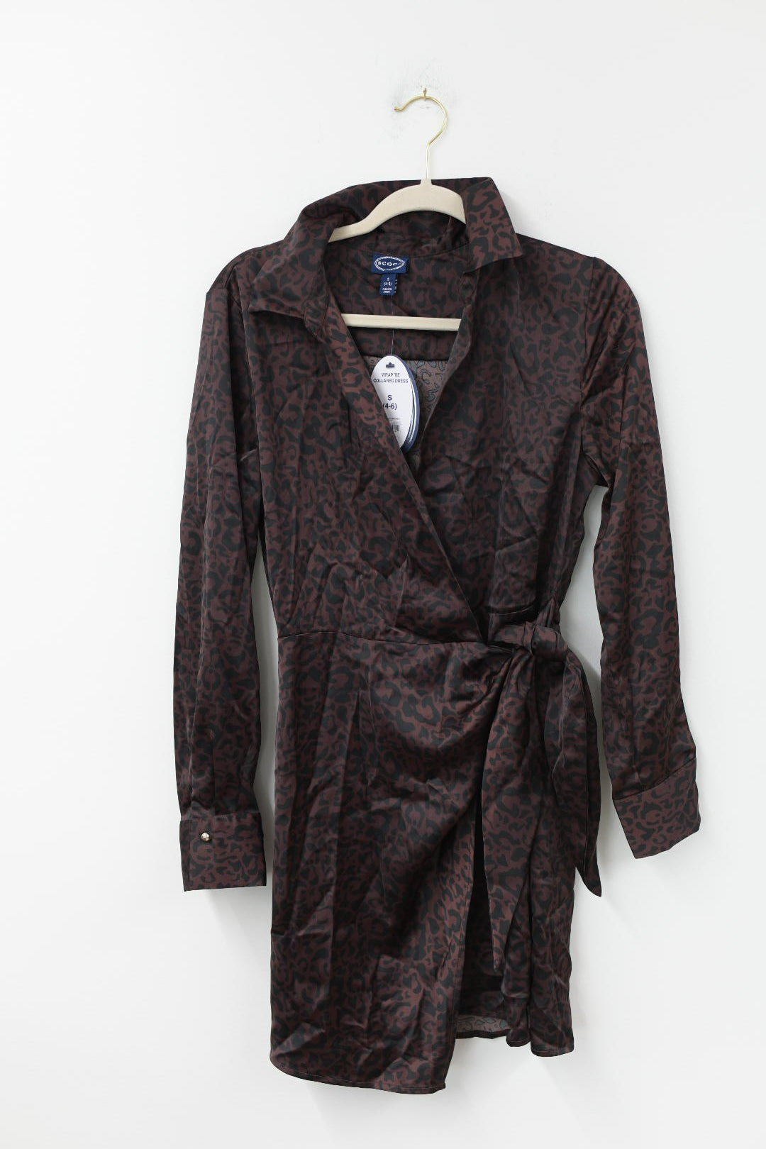 Scoop wrap tie collared mini dress Size S / NWT