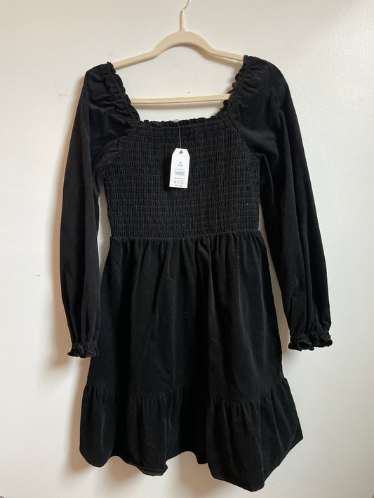 Time and Tru black smocked corduroy long sleeve dress / Size S / NWT