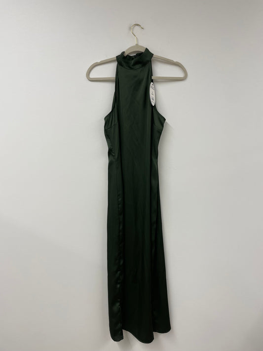 Scoop ruched sleeveless satin midi dress Size S / NWT