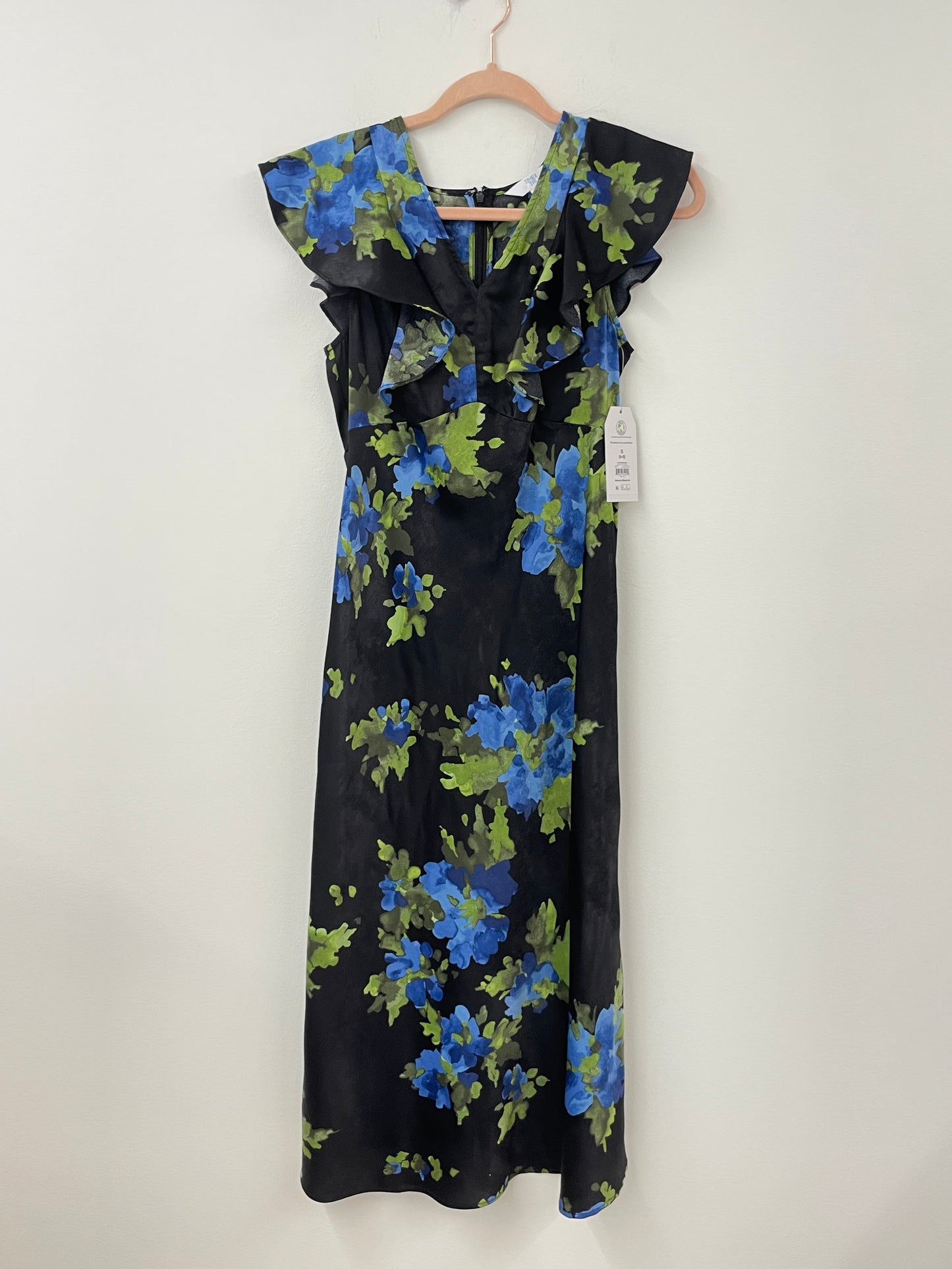 Time and Tru flutter sleeve satin midi dress Size S / NWT