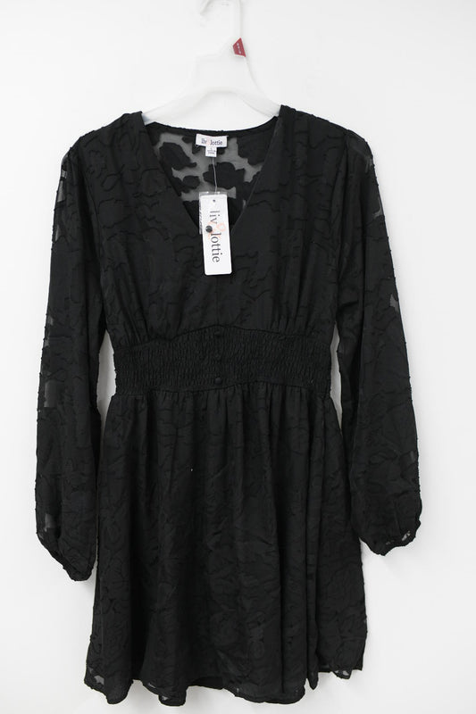 Liv & Lottie smocked waist lace mini dress Size L / NWT