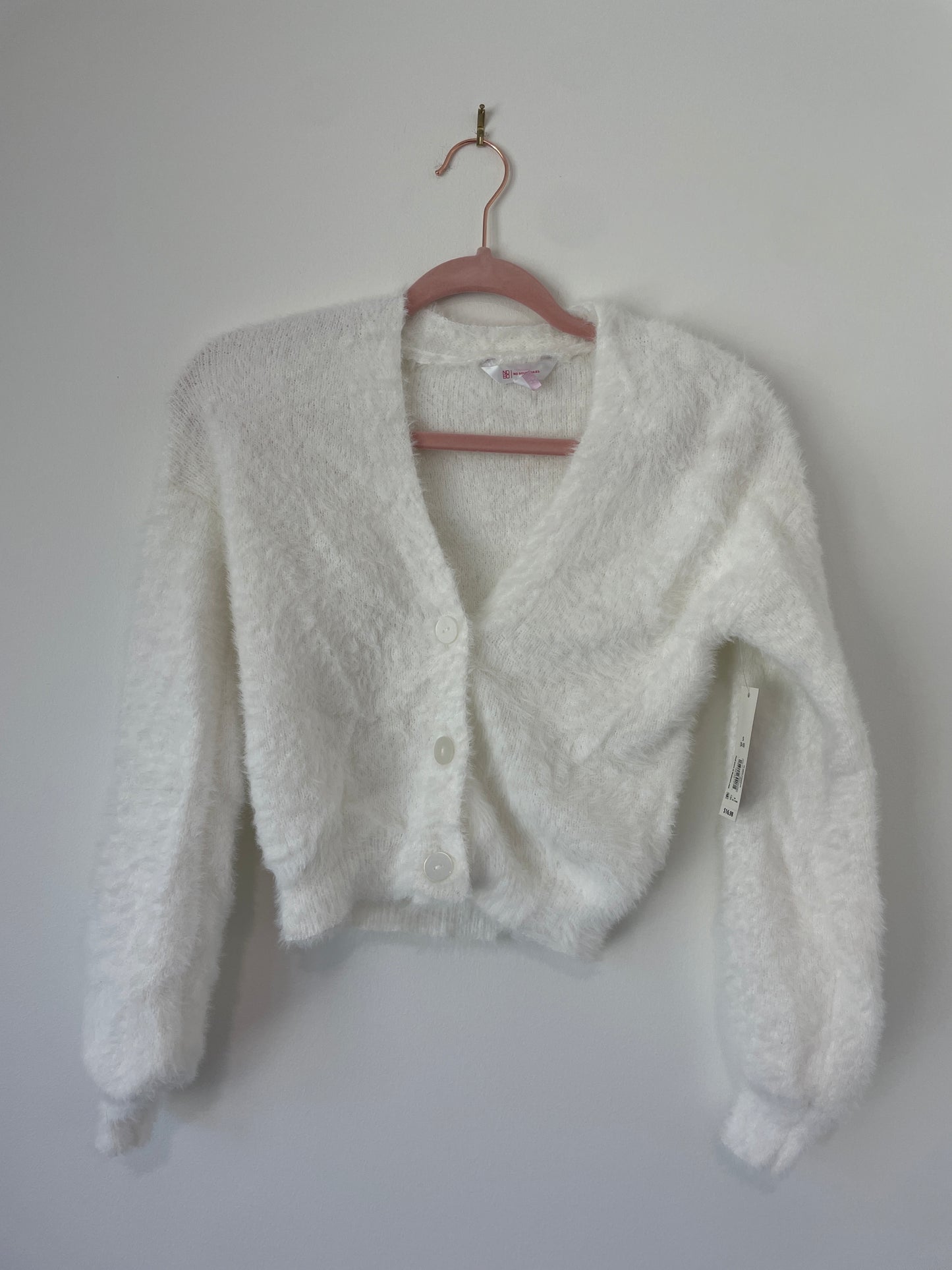 No Boundaries fuzzy crop cardigan Size S / NWT