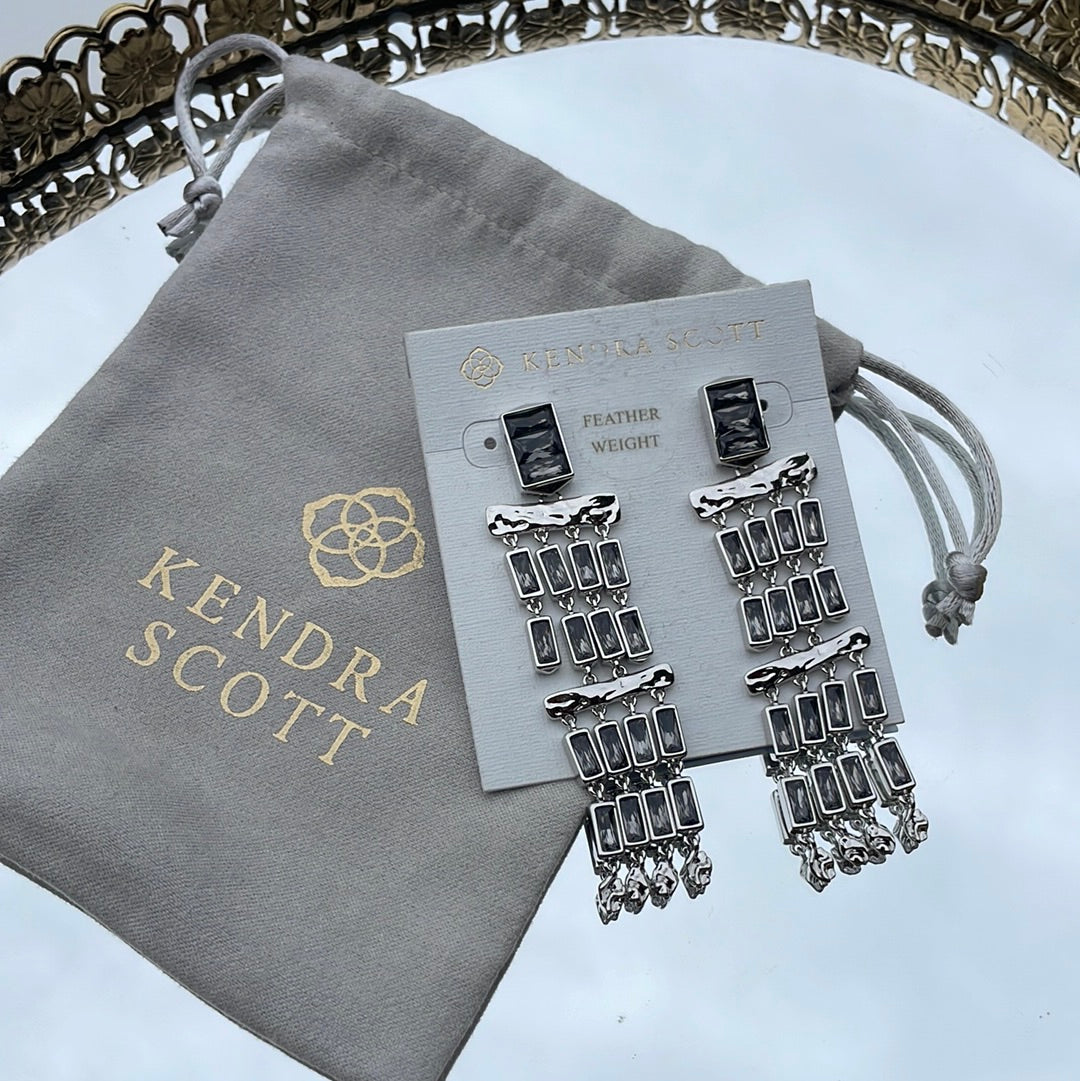 Kendra Scott Jack Rhodium Plated Brass & Grey Crystal Dangle Earrings