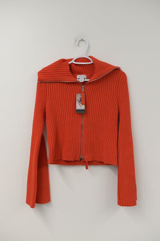 Sofia wide collar zip up cardigan Size M \ NWT
