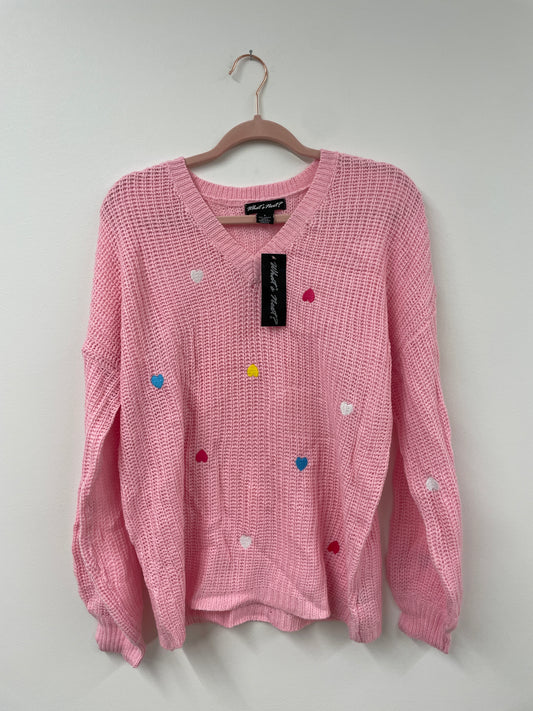 What’s Next? Heart shaped sweater Size S / NWT