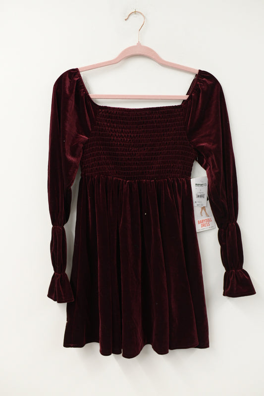 Celebrity Pink  long sleeve babydoll velvet mini dress Size S / NWT