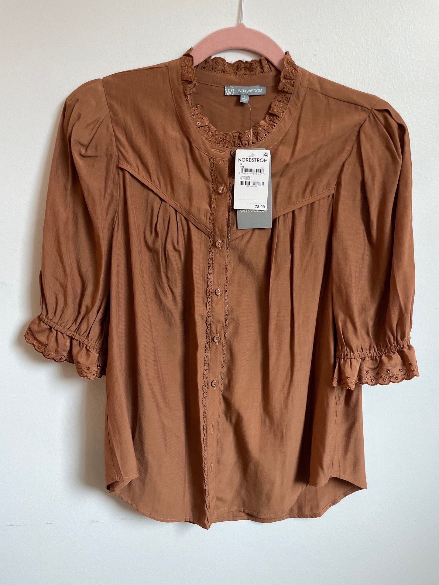 Wit & Wisdom 3/4 sleeve blouse Size S / NWT