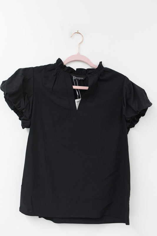 Pretty Gardens vneck poplin sleeve top Size S / NWT