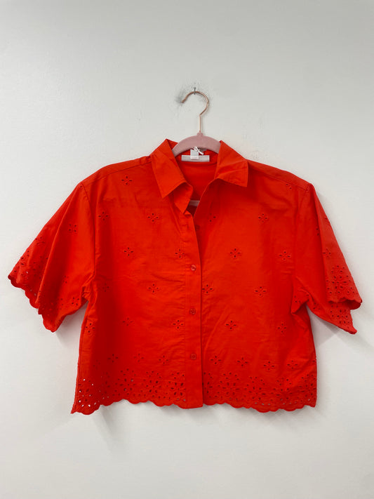 Free Assembly cropped eyelet shirt Size XS fits like a S/ NWT