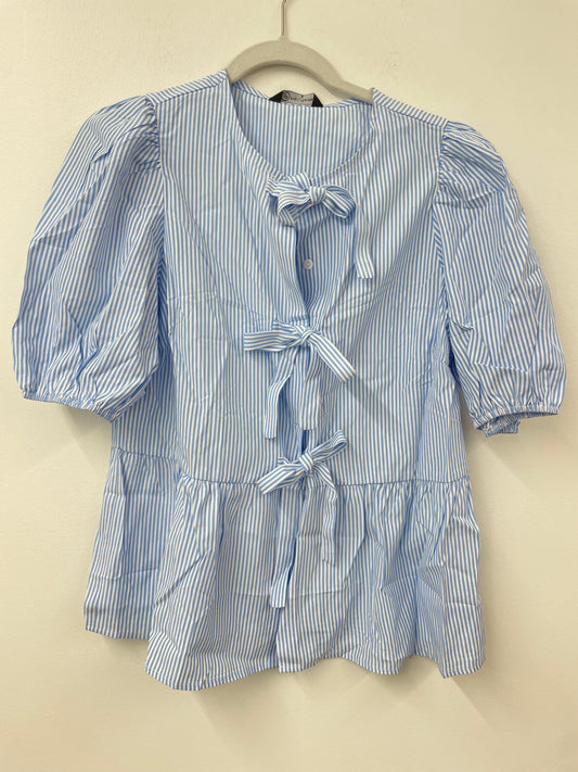 PRETTYGARDEN Women's Bow Front Top with Puff Sleeves Sizes S / NWT