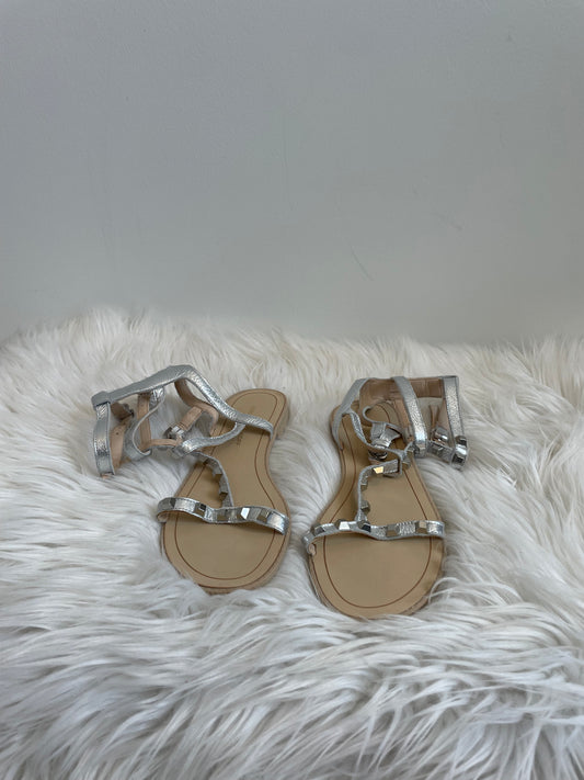 REBECCA Minkoff Metallic silver Leather Gladiator Sandals with studs 7