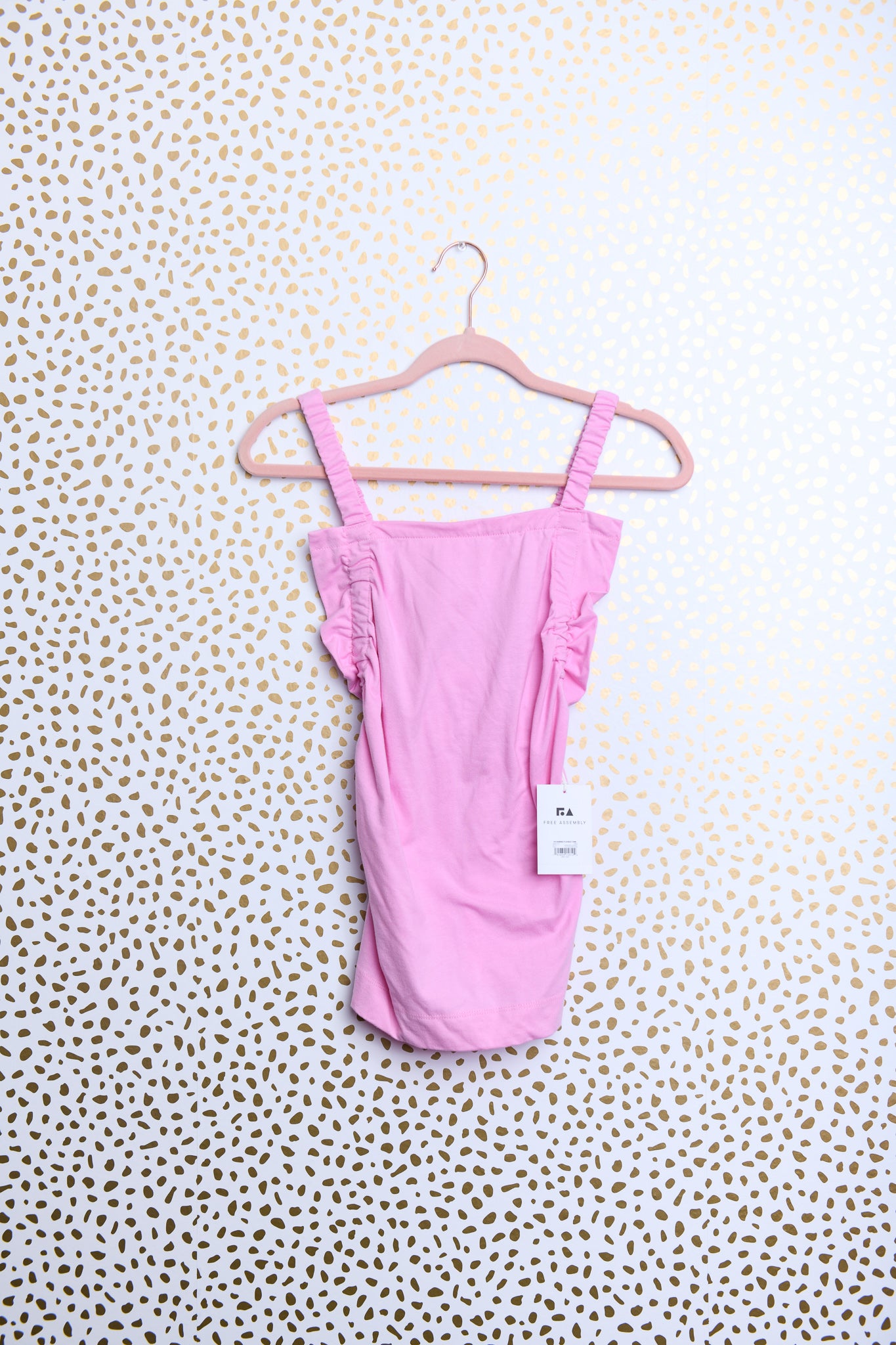 Free Assembly ruched sleeved tank\S\NWT