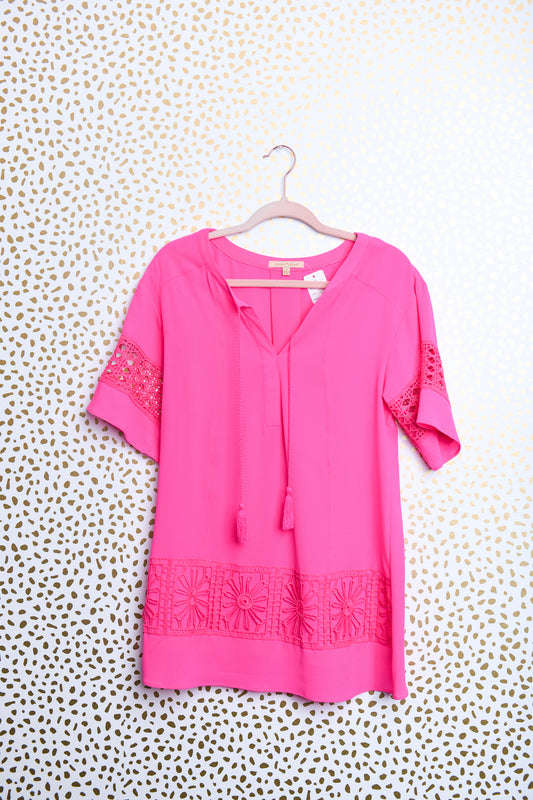 Gibson Latimer long v neck blouse with detailed sleeves Size S \ EUC