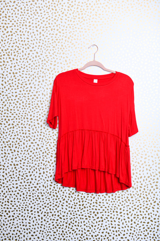 Red flowy t-shirt Size S \ EUC