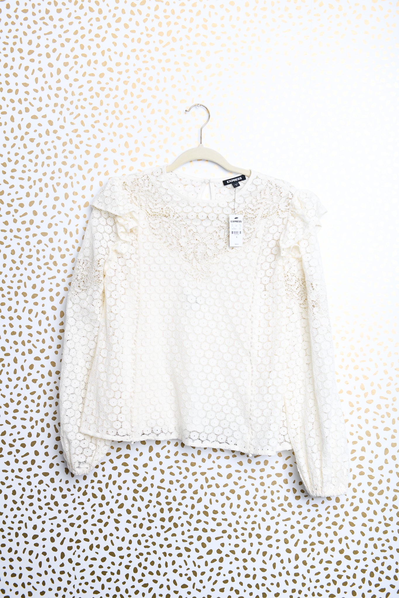 Express detailed lace long sleeve blouse Size S \ NWT