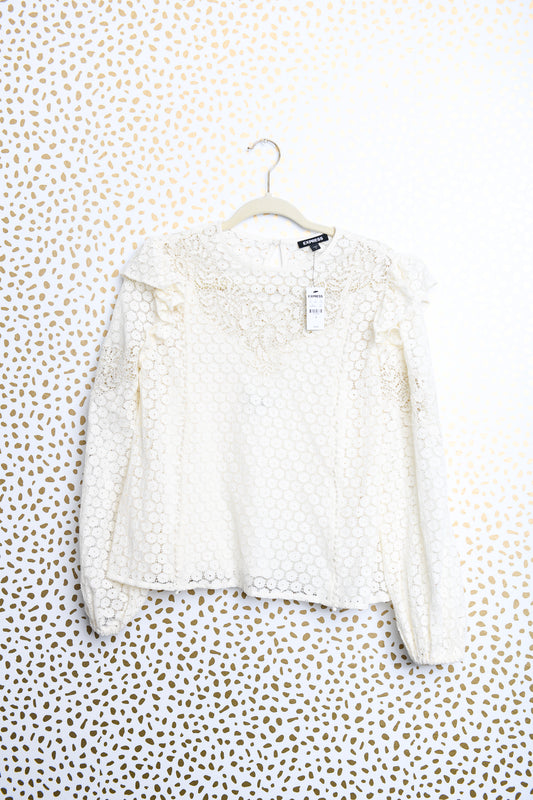 Express detailed lace long sleeve blouse Size S \ NWT