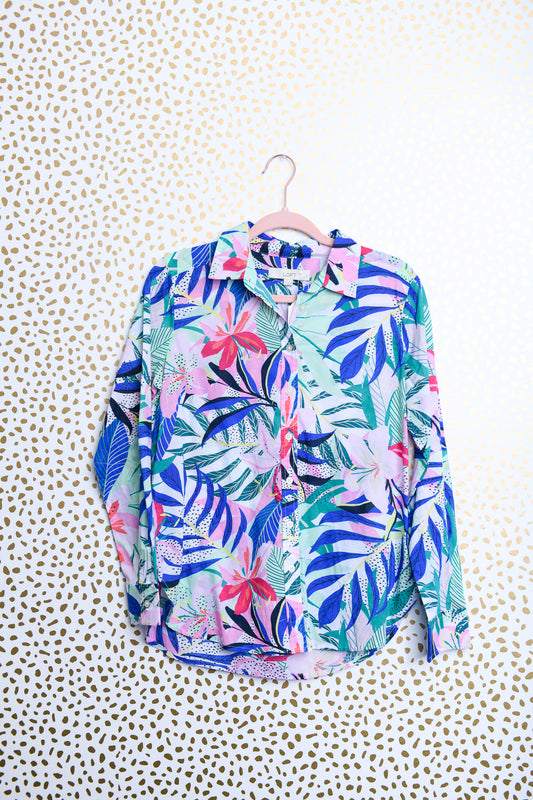 Loft long sleeve floral button down blouse Size S \ EUC