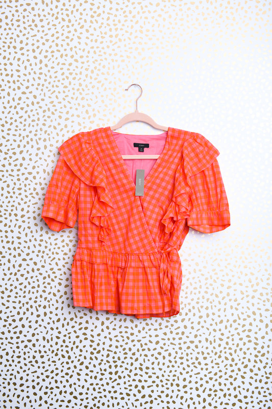 J. Crew ruffled short sleeve blouse\S\NWT