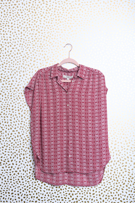 Loft short sleeve button down blouse\M\NWT
