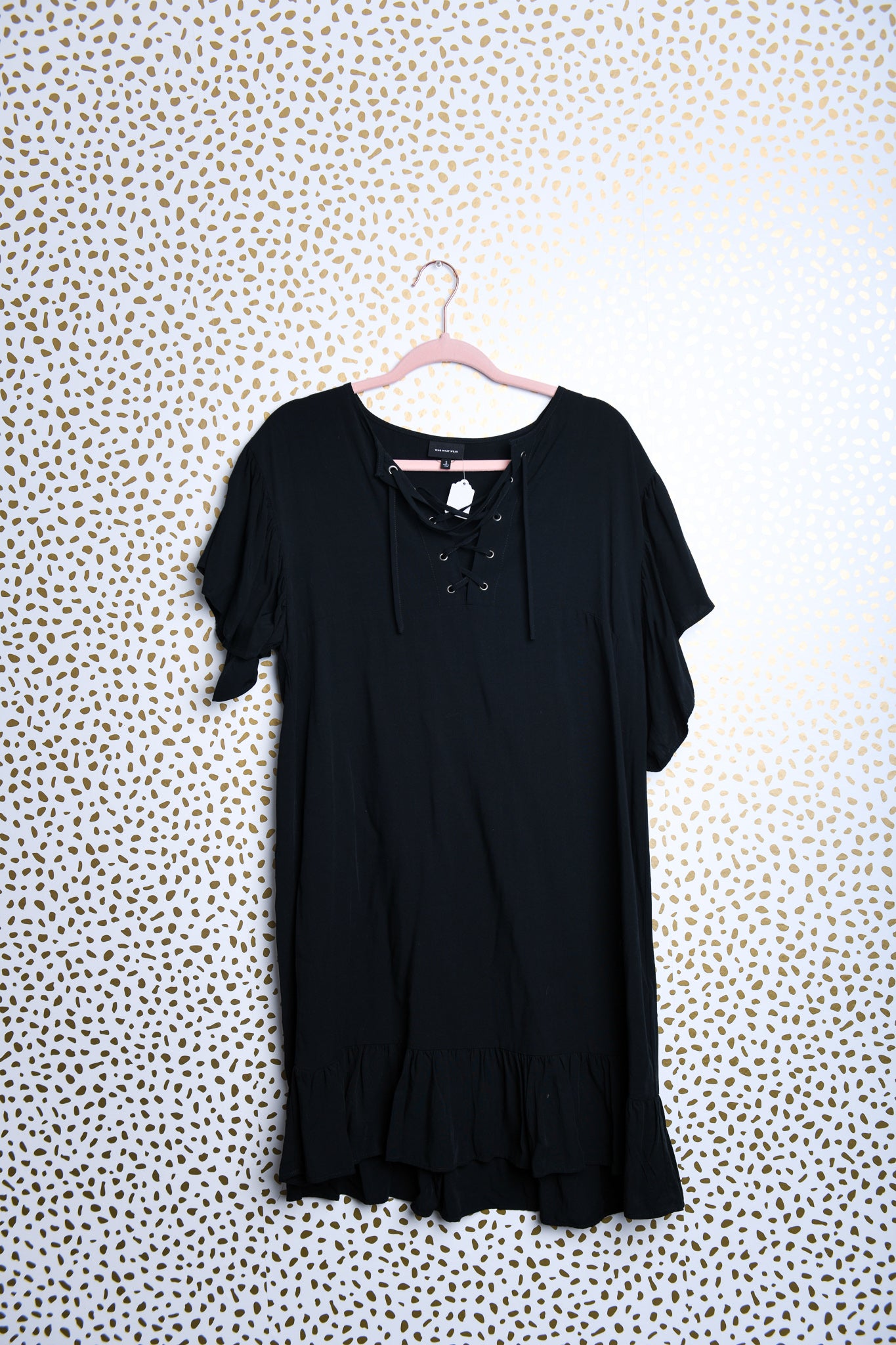 Who What Where short sleeve lace up dress\ S\EUC